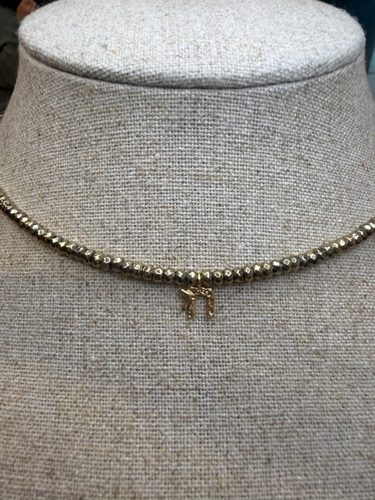 Chai stones necklace - worn on model - handmade necklace | Love Letters Tel Aviv