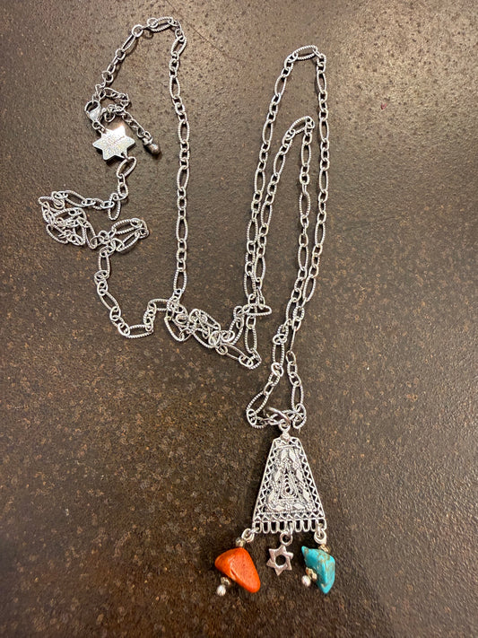 Amerindian lovers necklace - worn on model - necklace | Love Letters Tel Aviv
