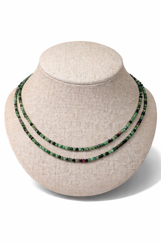 Shalva double necklace rubis zoisite - worn on model - belly chain | Love Letters Tel Aviv