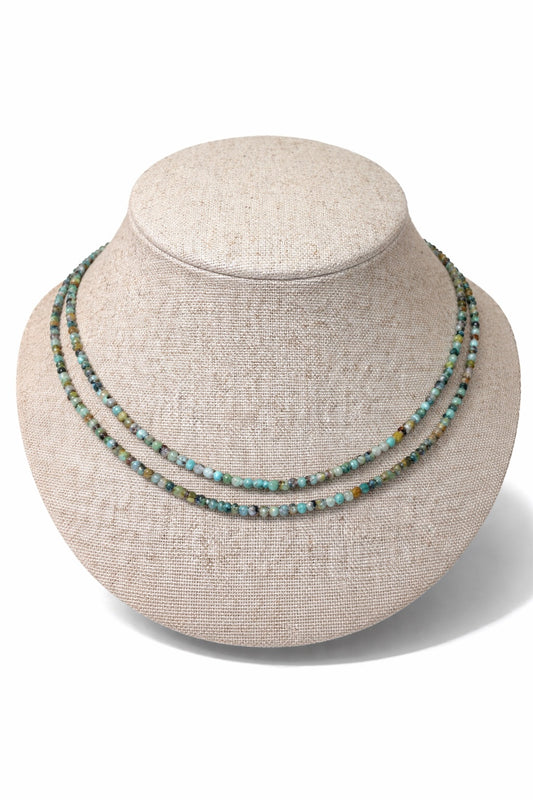 Shalva double necklace African turquoise - worn on model - belly chain | Love Letters Tel Aviv