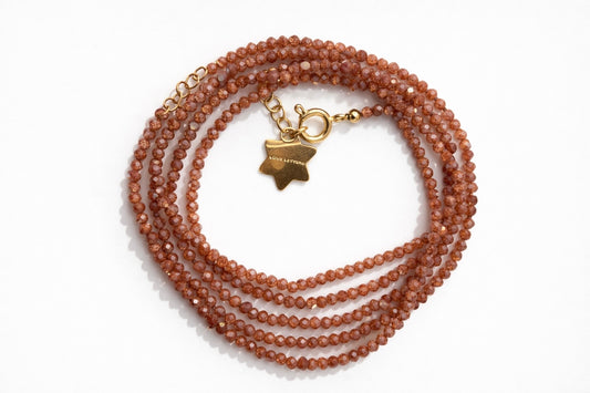 Shalva double necklace sand stone - worn on model - belly chain | Love Letters Tel Aviv