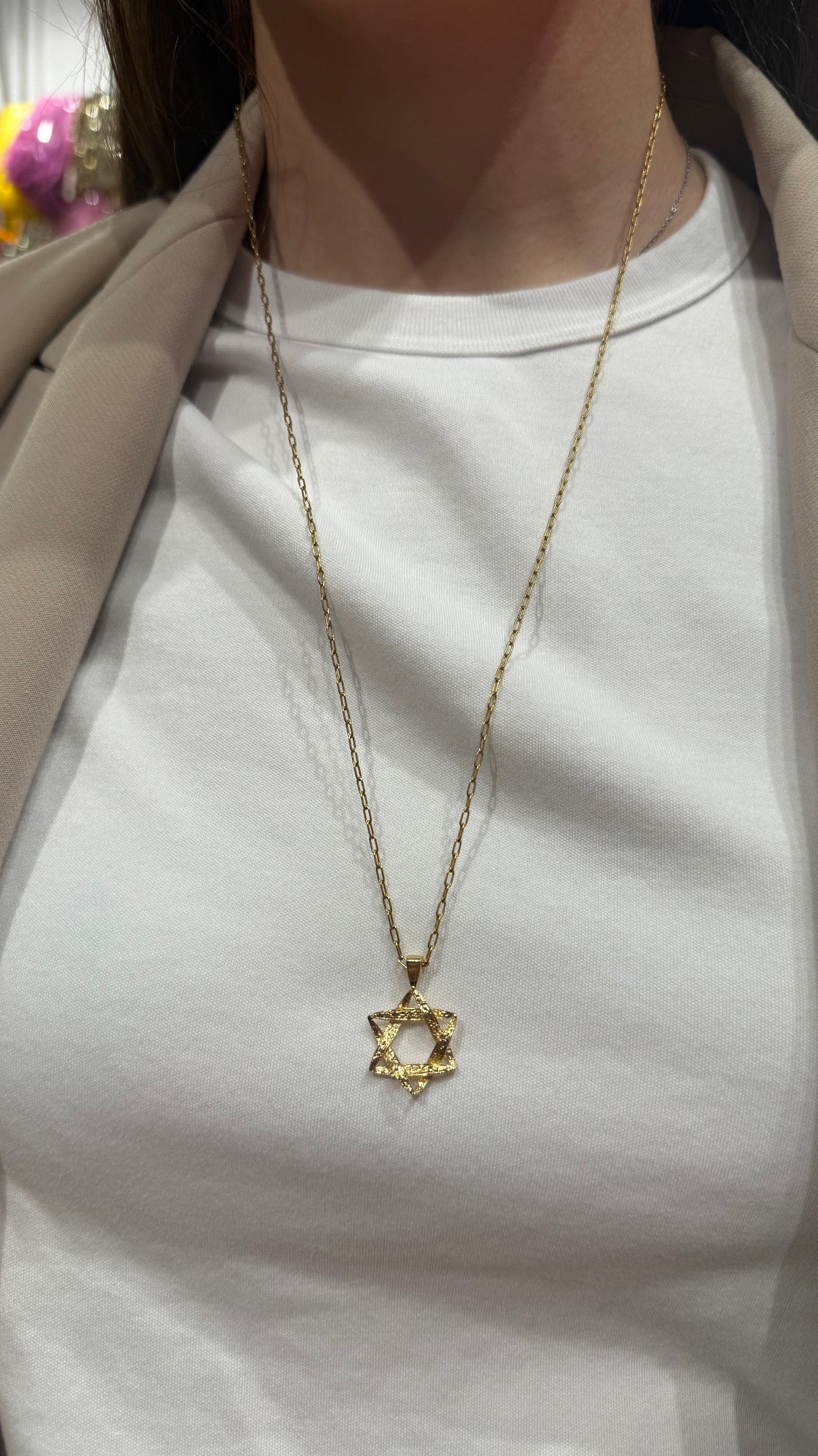 Necklace magen Neve tzedek - worn on model - necklace | Love Letters Tel Aviv