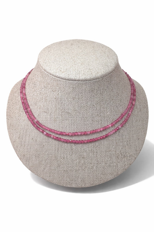 Shalva double necklace pink agate