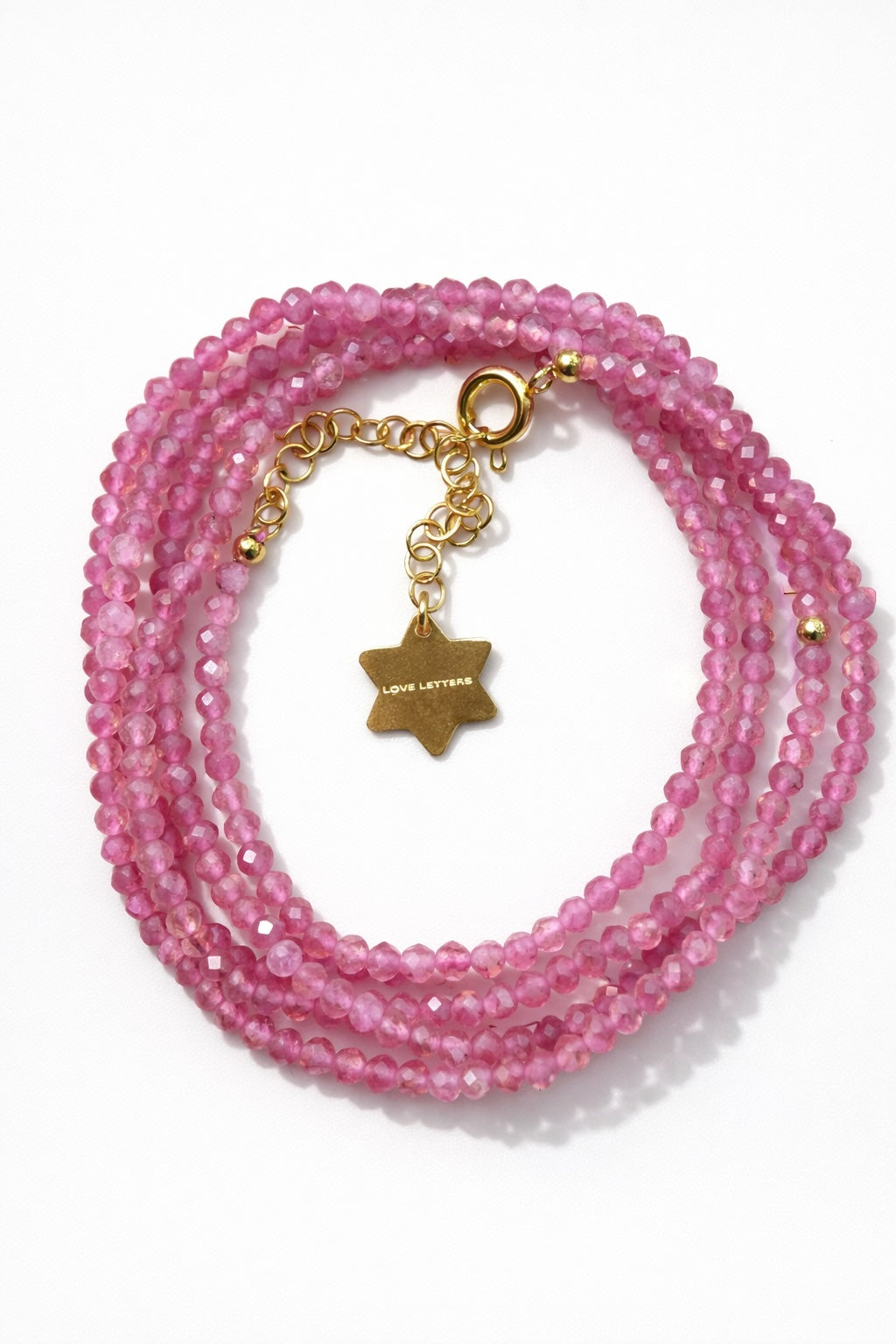 Shalva double necklace pink agate