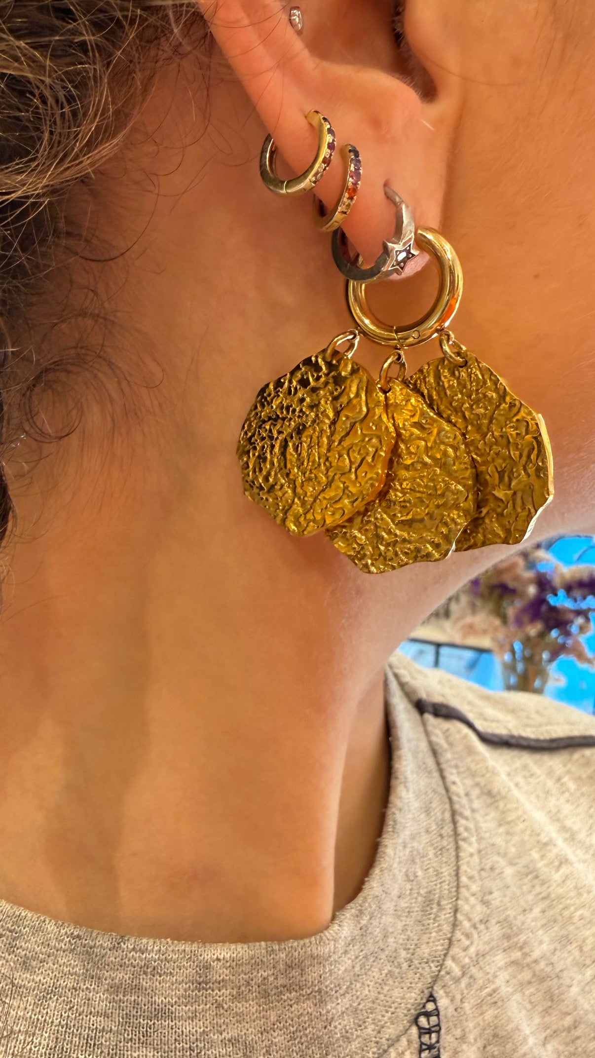 Earrings big medals - detail shot - earrings | Love Letters Tel Aviv