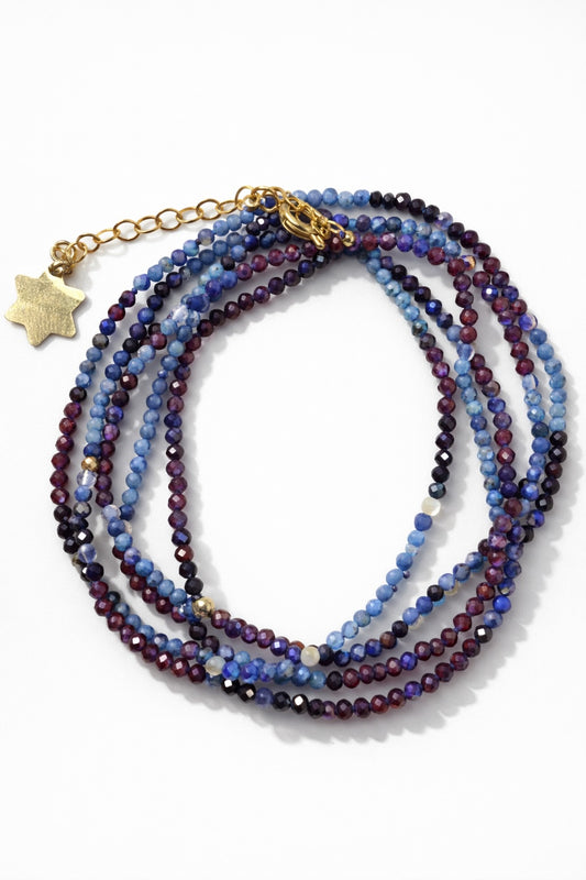 Shalva double necklace multi garnet lapis and onyx