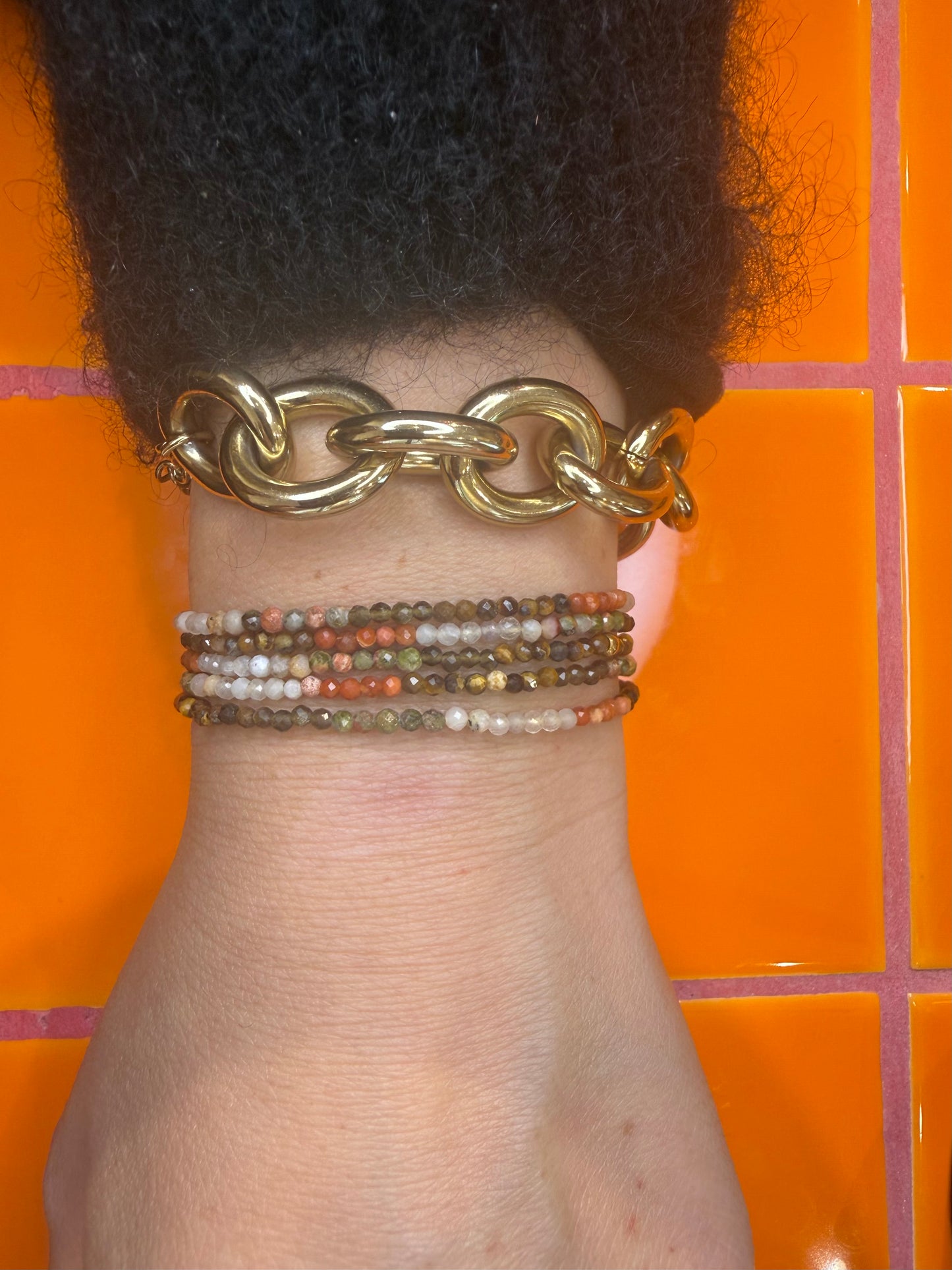 Shalva double necklace multi stones