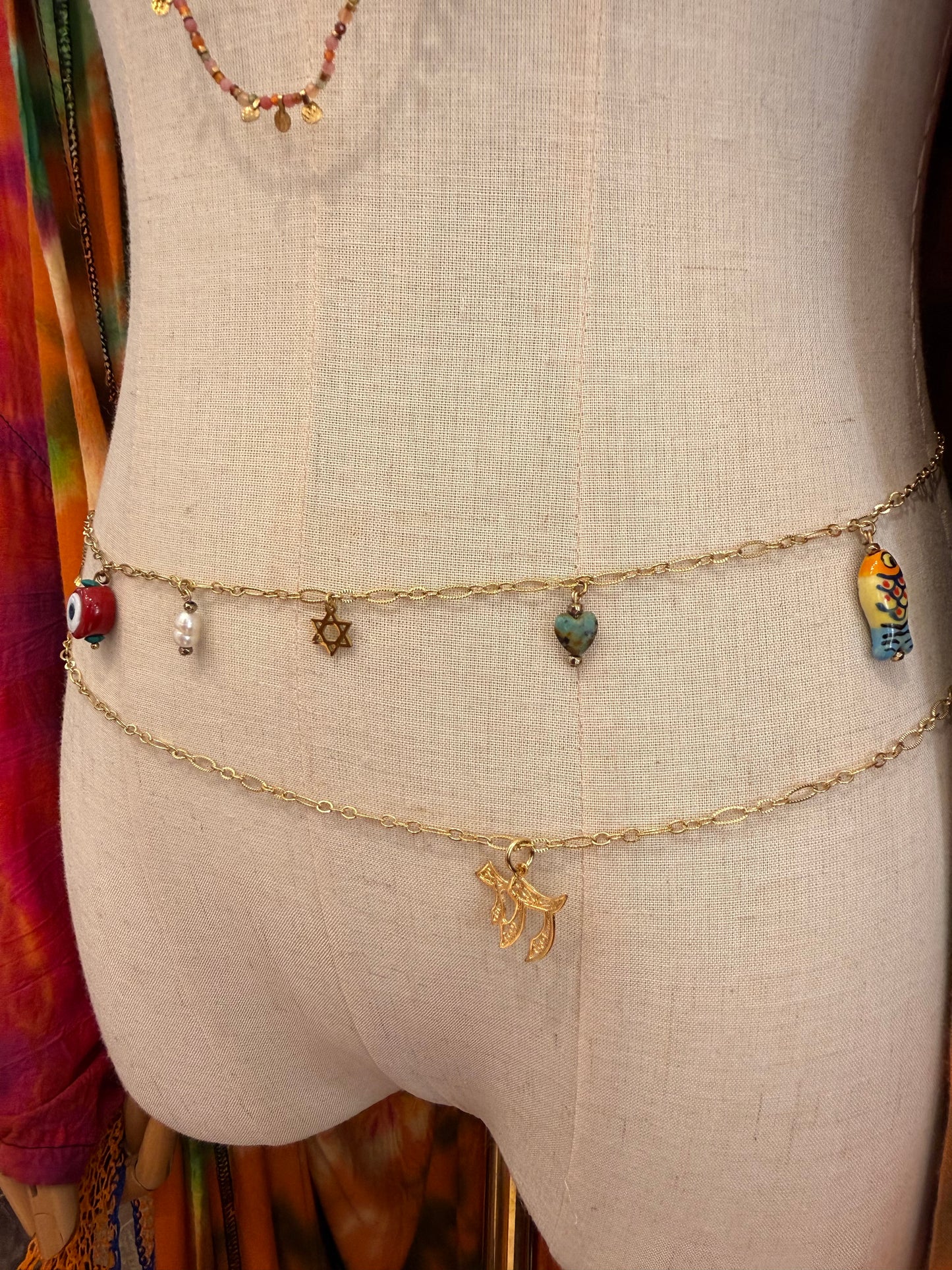 Belly chain good karma - worn on model - ankle bracelet | Love Letters Tel Aviv