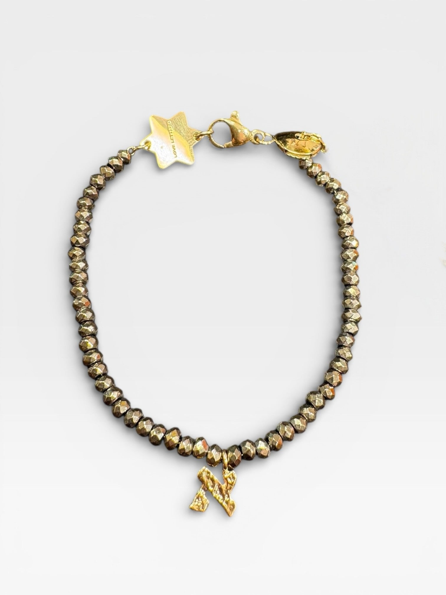Hebrew Letters Alphabet Bracelet - detail shot - bracelet | Love Letters Tel Aviv