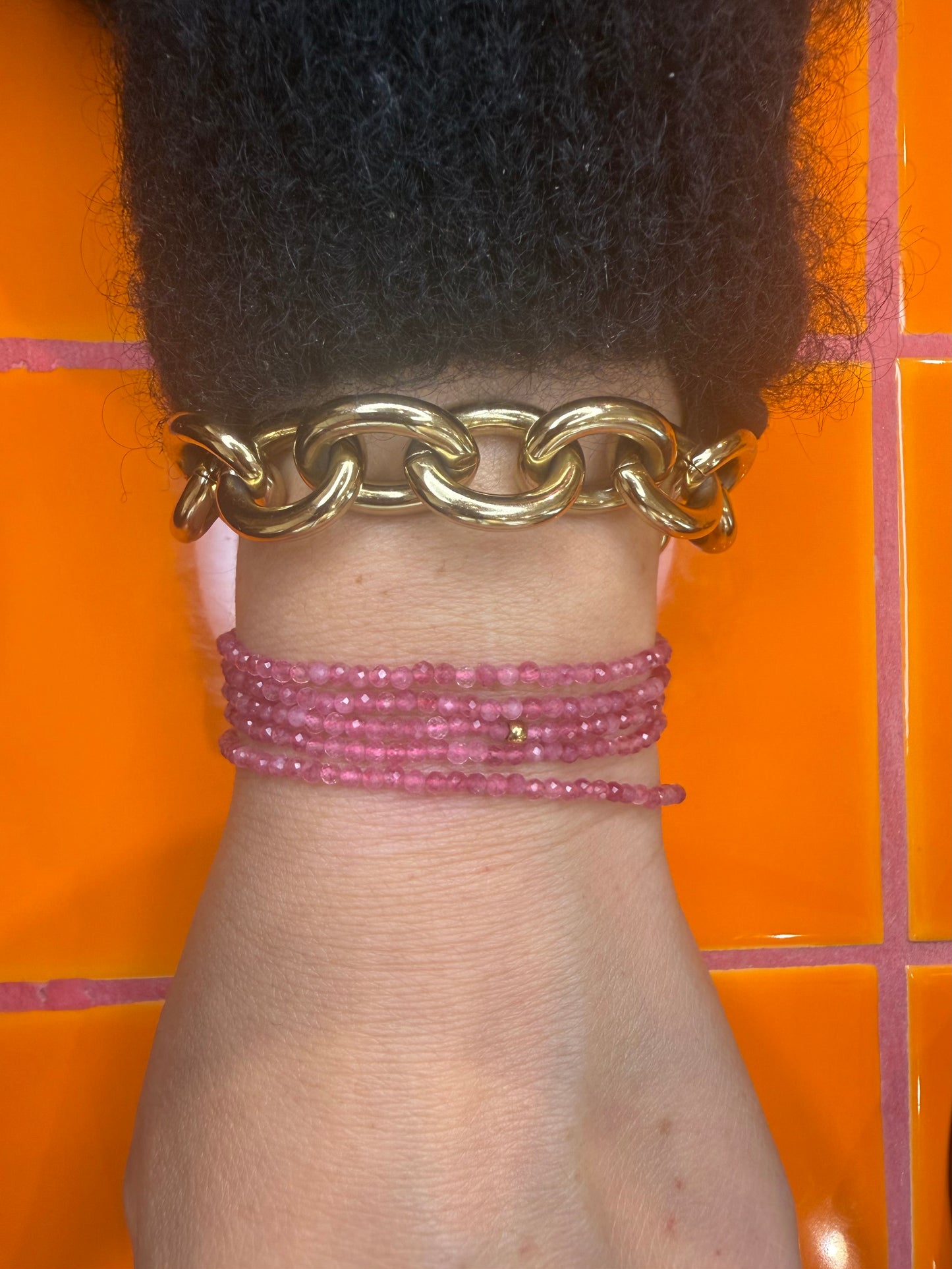 Shalva double necklace pink agate