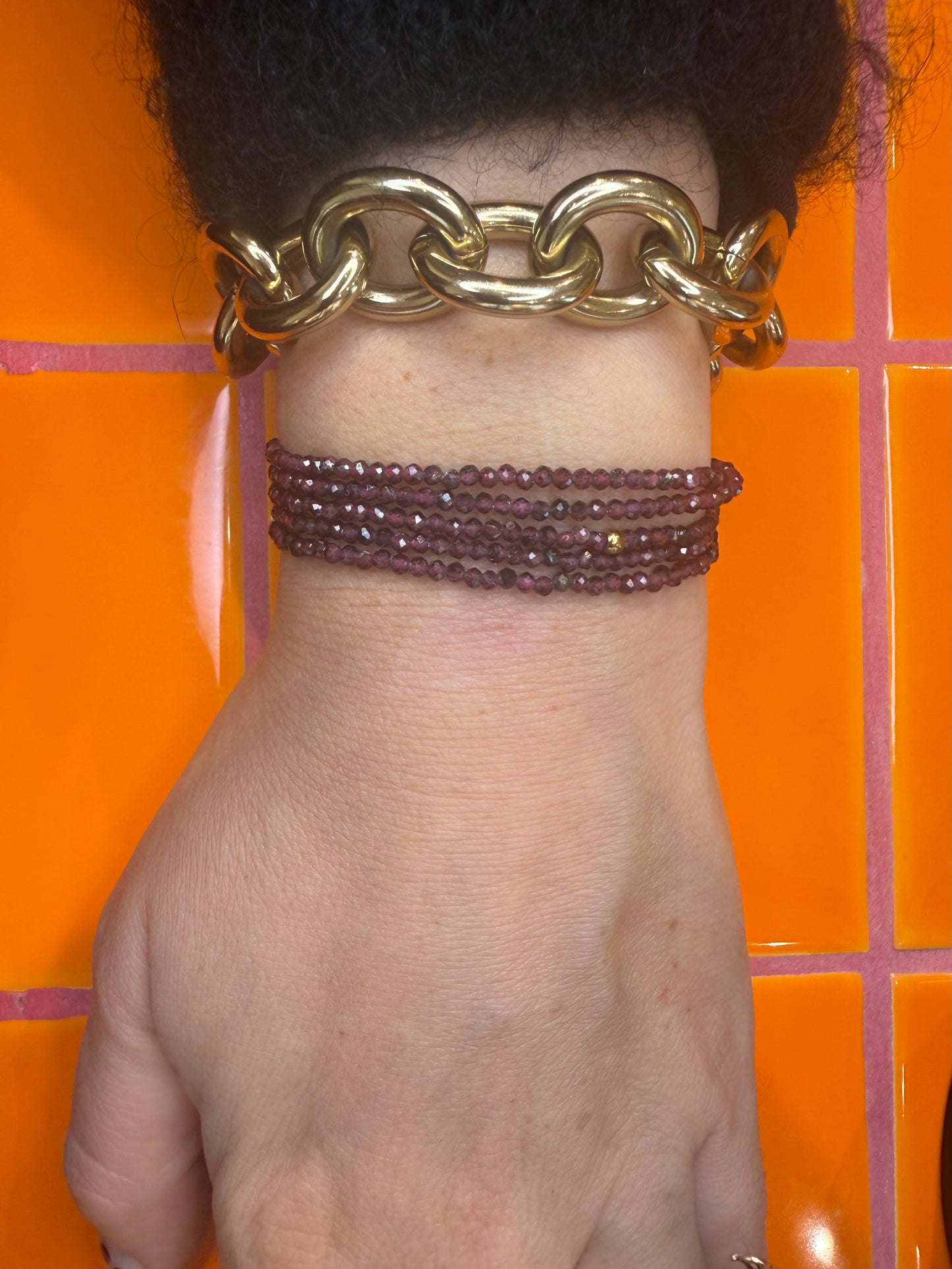 Shalva double necklace garnet