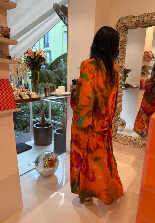 Kimono tie and dye Orange