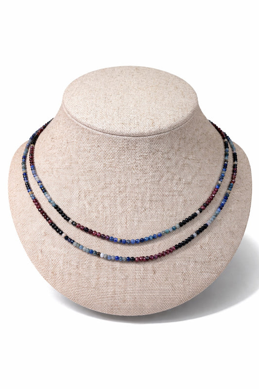 Shalva double necklace multi garnet lapis and onyx