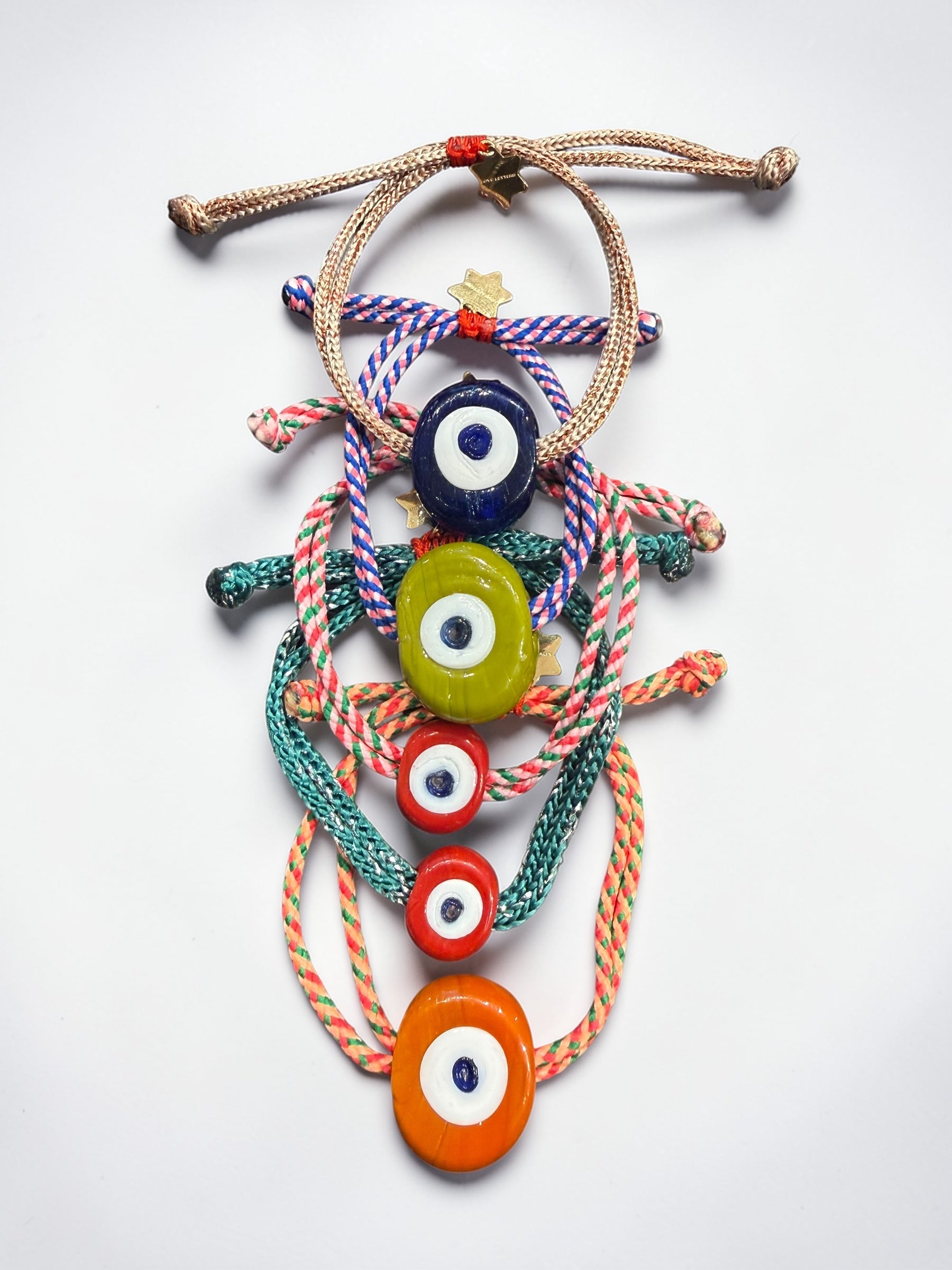 Eye bracelet orange/ stripes - worn on model - bracelet | Love Letters Tel Aviv