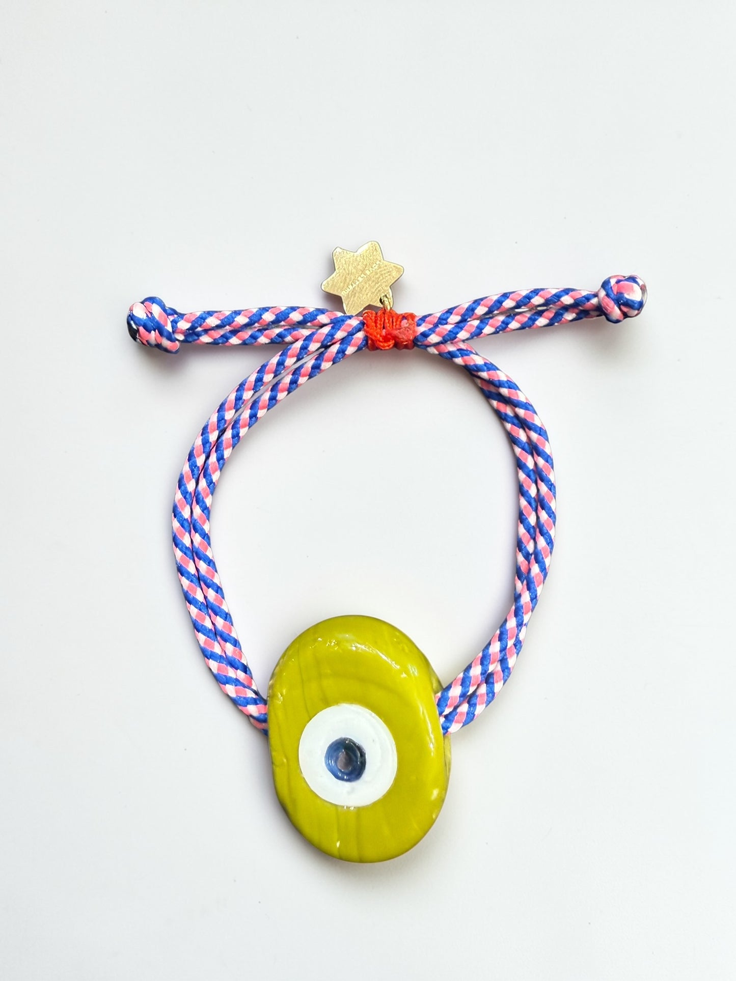 Eye bracelet green/stripes - handmade bracelet product photo | Love Letters Tel Aviv