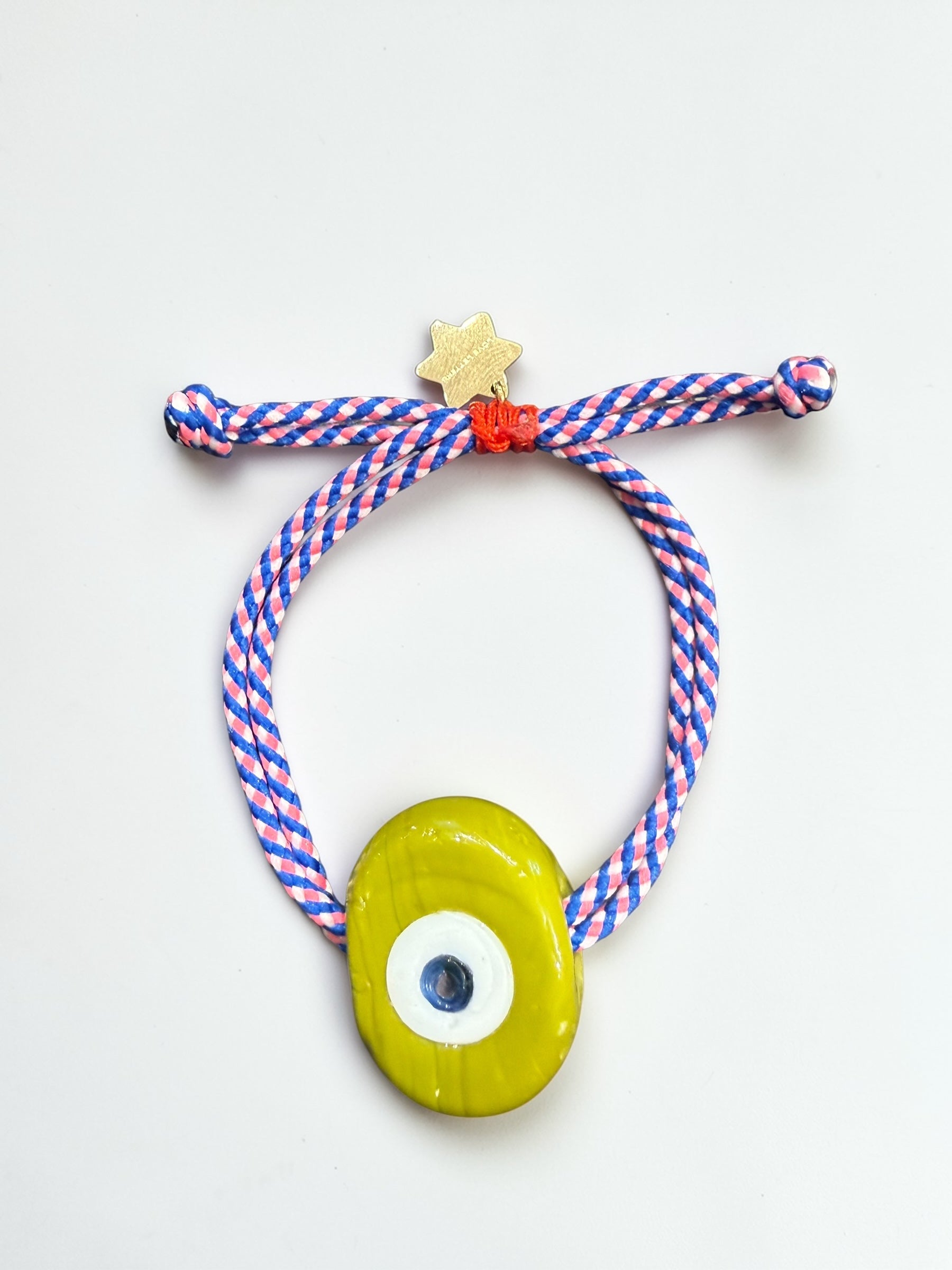 Eye bracelet green/stripes - handmade bracelet product photo | Love Letters Tel Aviv