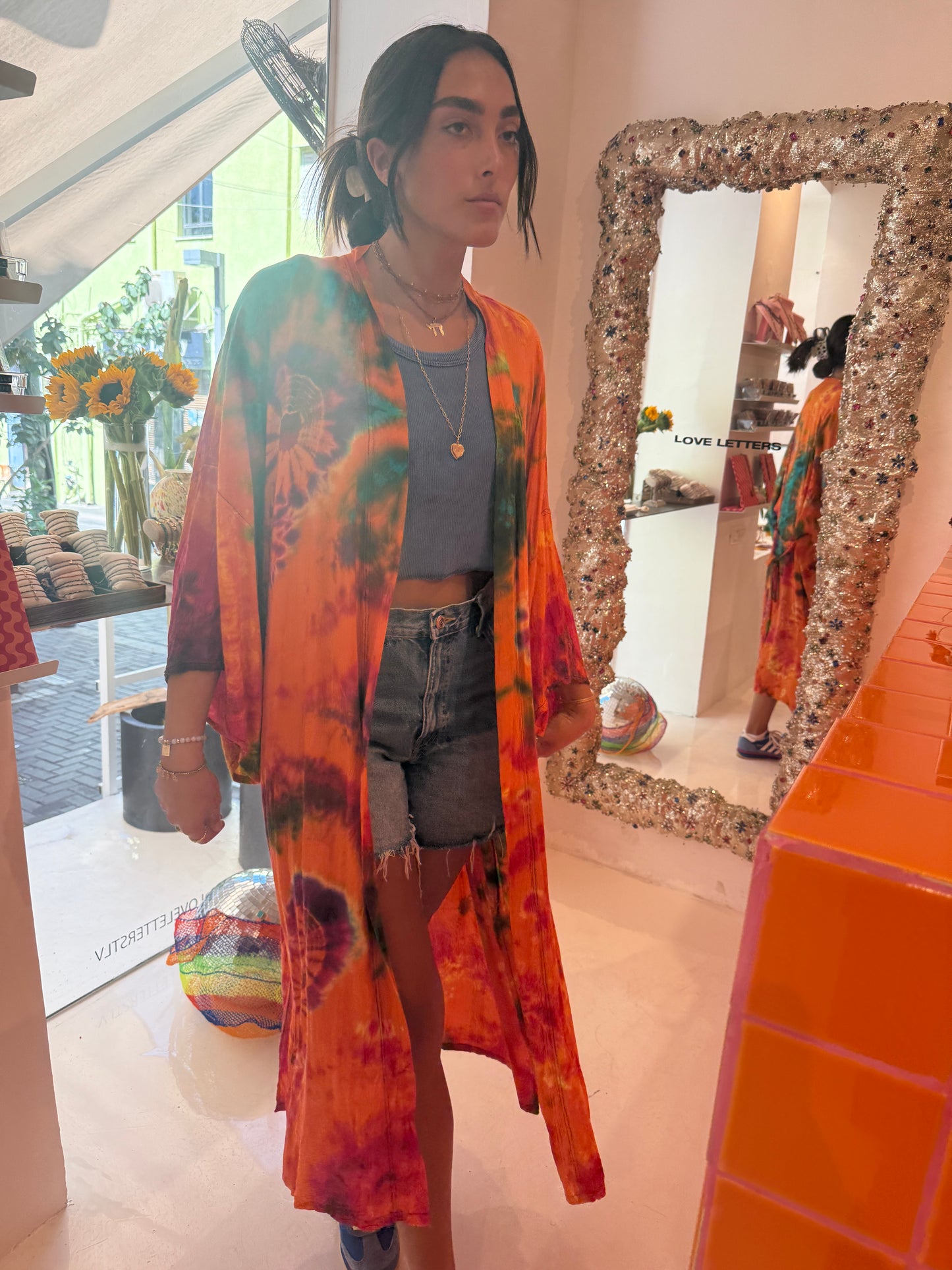 Kimono tie and dye Orange