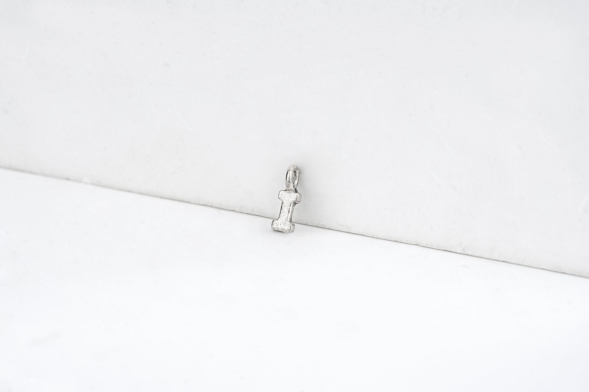 i - detail shot - English letter charm | Love Letters Tel Aviv