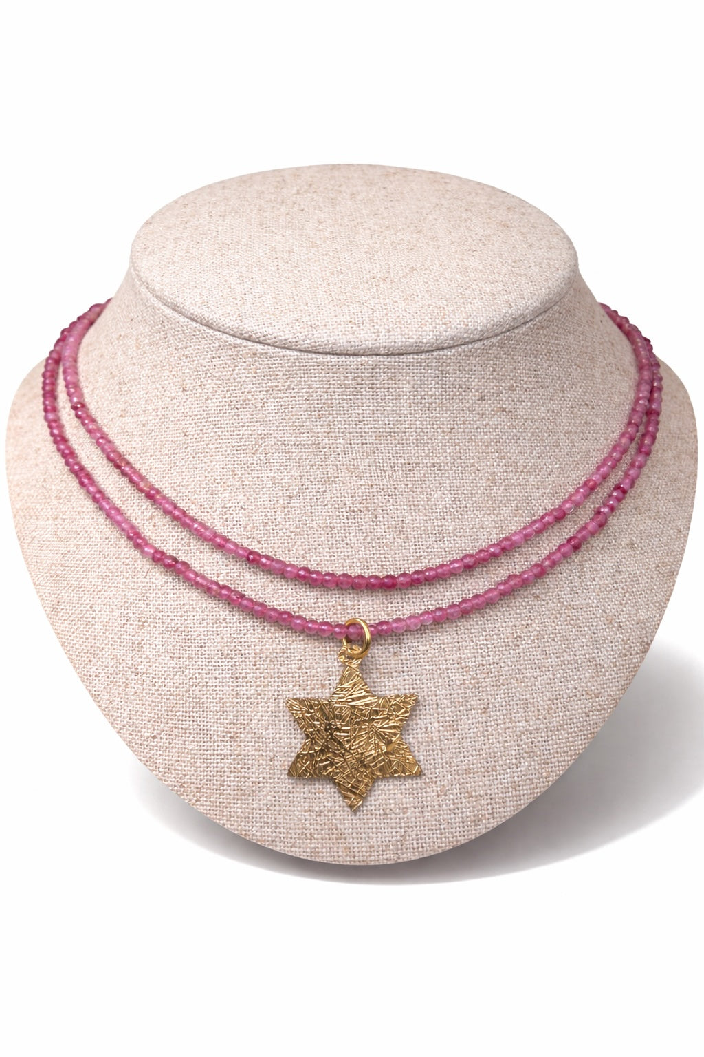 Shalva double necklace pink agate magen