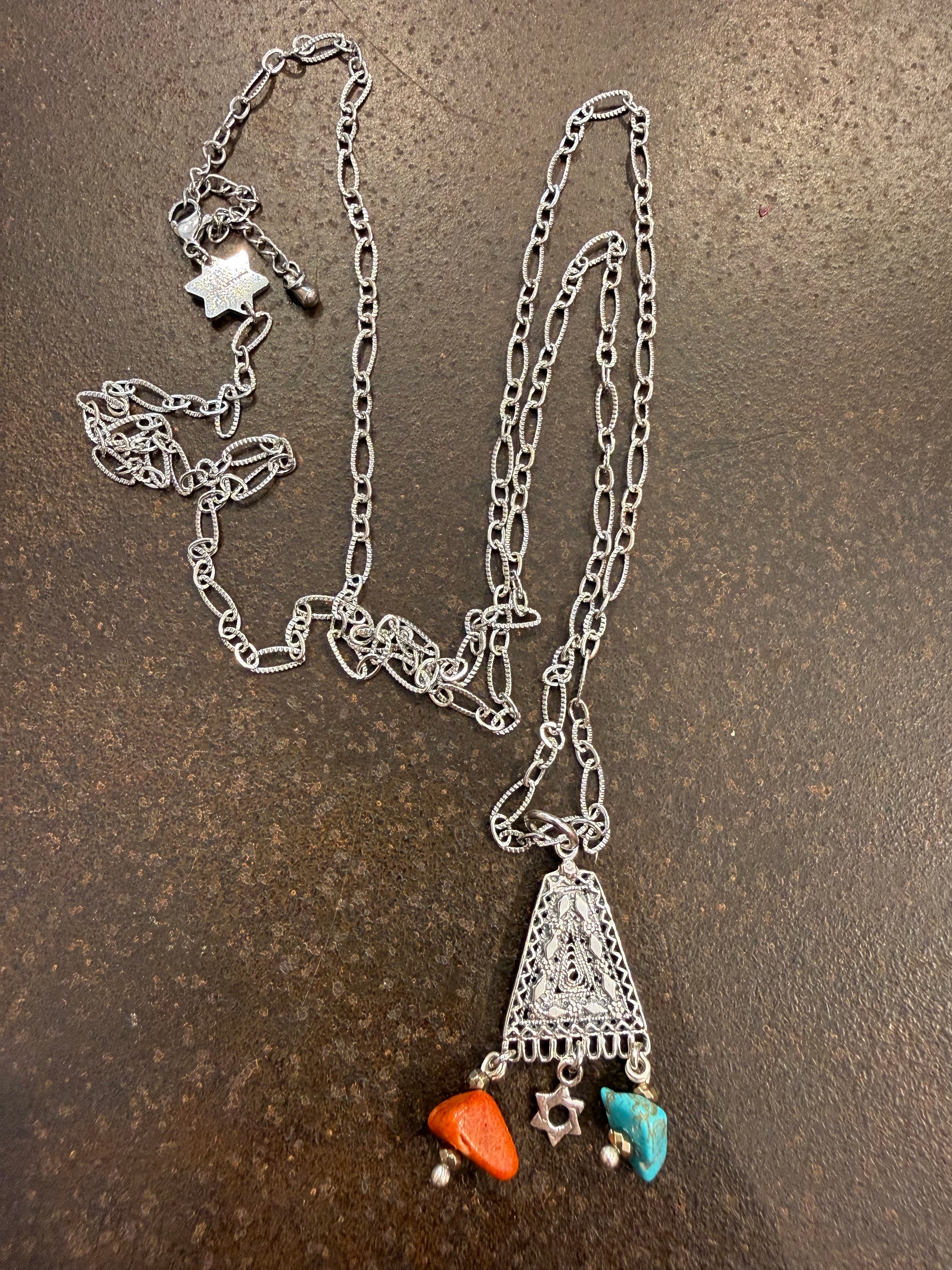 Amerindian lovers necklace - worn on model - necklace | Love Letters Tel Aviv