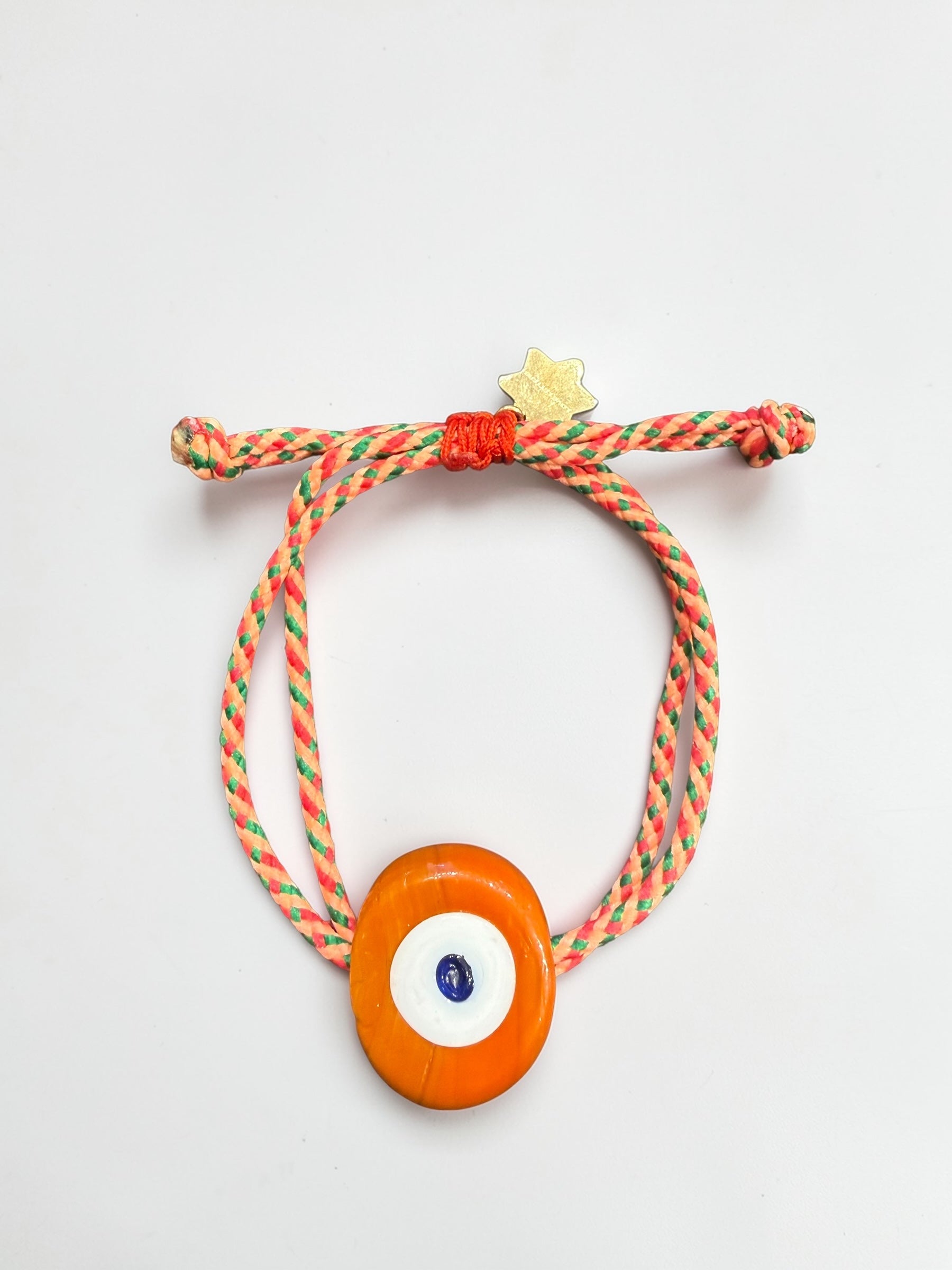 Eye bracelet orange/ stripes - handmade bracelet product photo | Love Letters Tel Aviv
