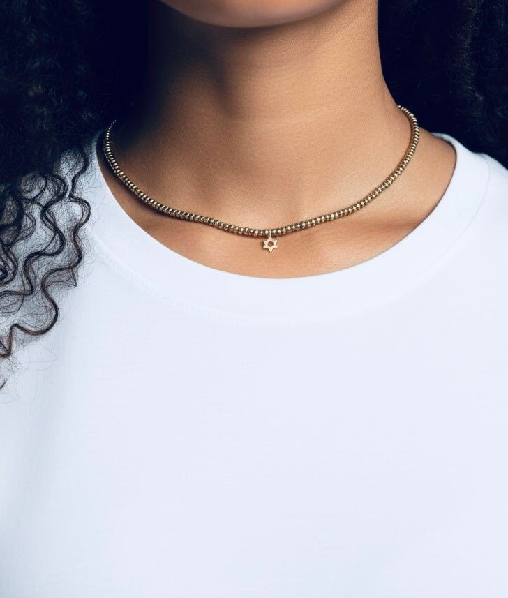 Necklace stones magen david - worn on model - handmade necklace | Love Letters Tel Aviv