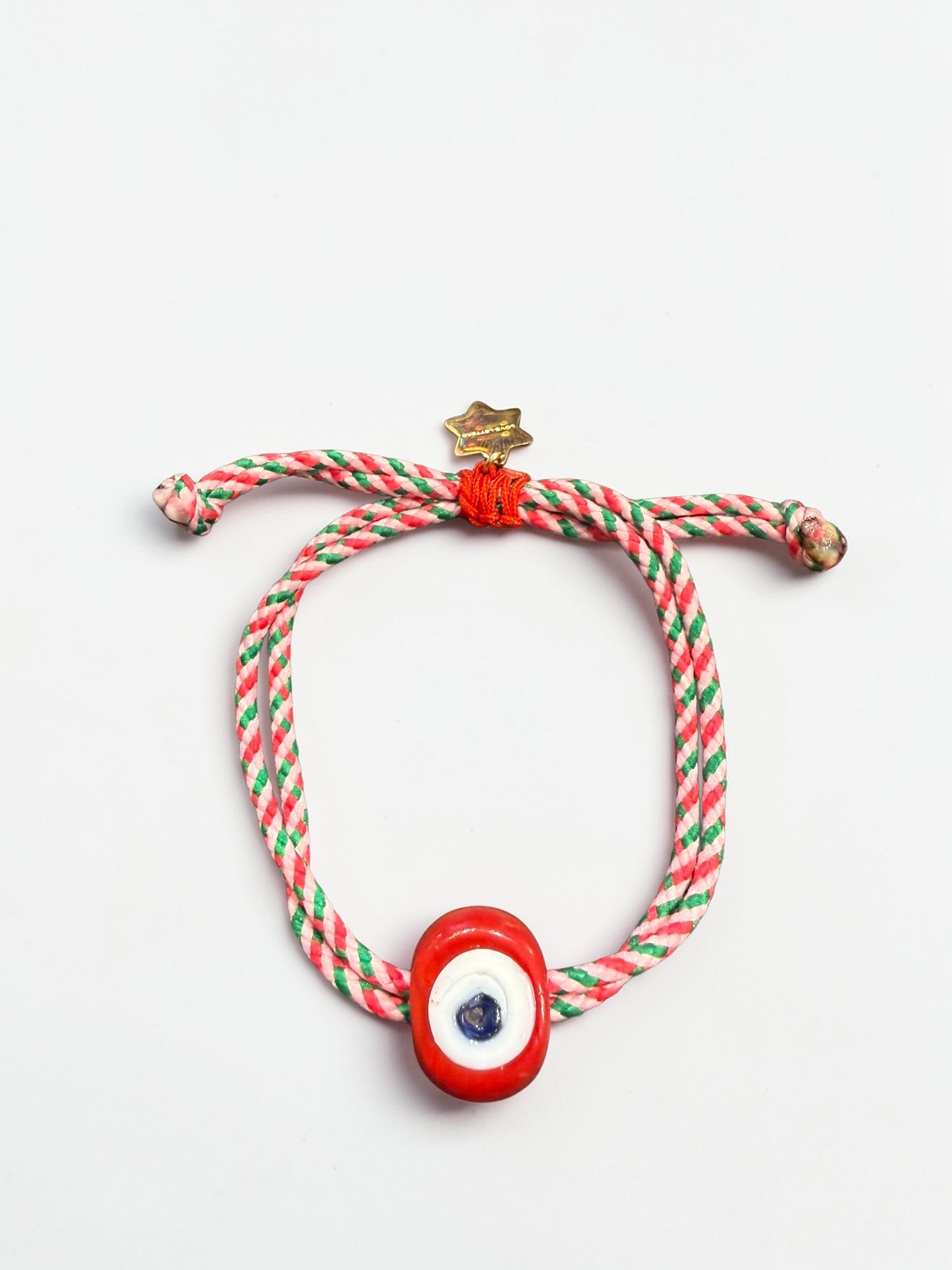Eye bracelet small red / stripes - handmade bracelet product photo | Love Letters Tel Aviv