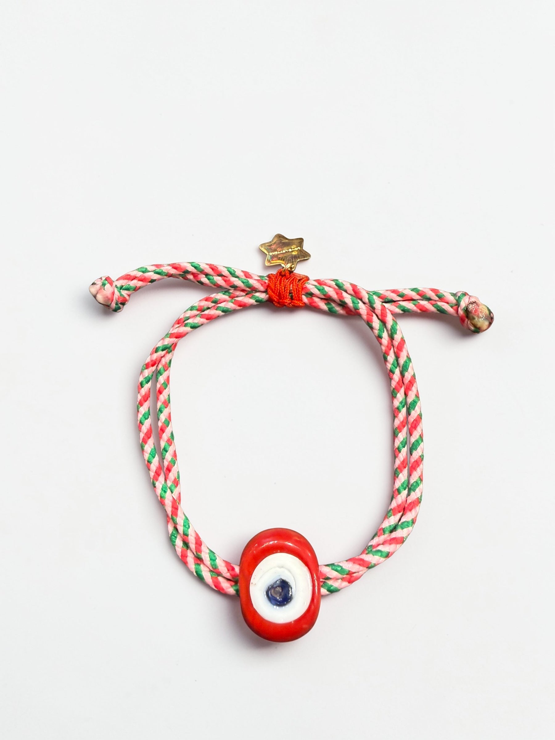 Eye bracelet small red / stripes - handmade bracelet product photo | Love Letters Tel Aviv