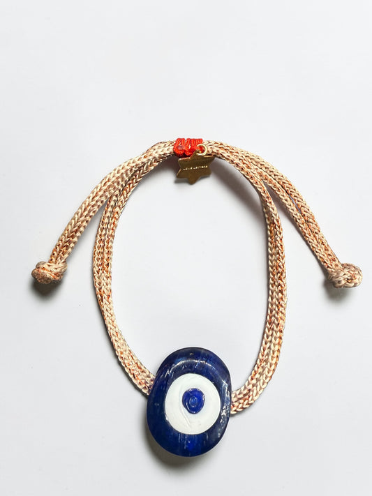 Eye bracelet navy/salmon - handmade bracelet product photo | Love Letters Tel Aviv