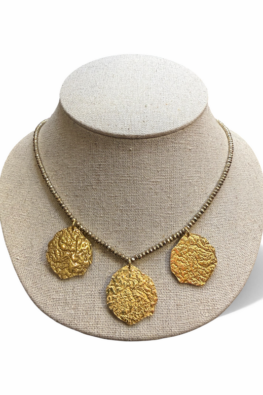Athena triple medal necklace - handmade necklace product photo | Love Letters Tel Aviv