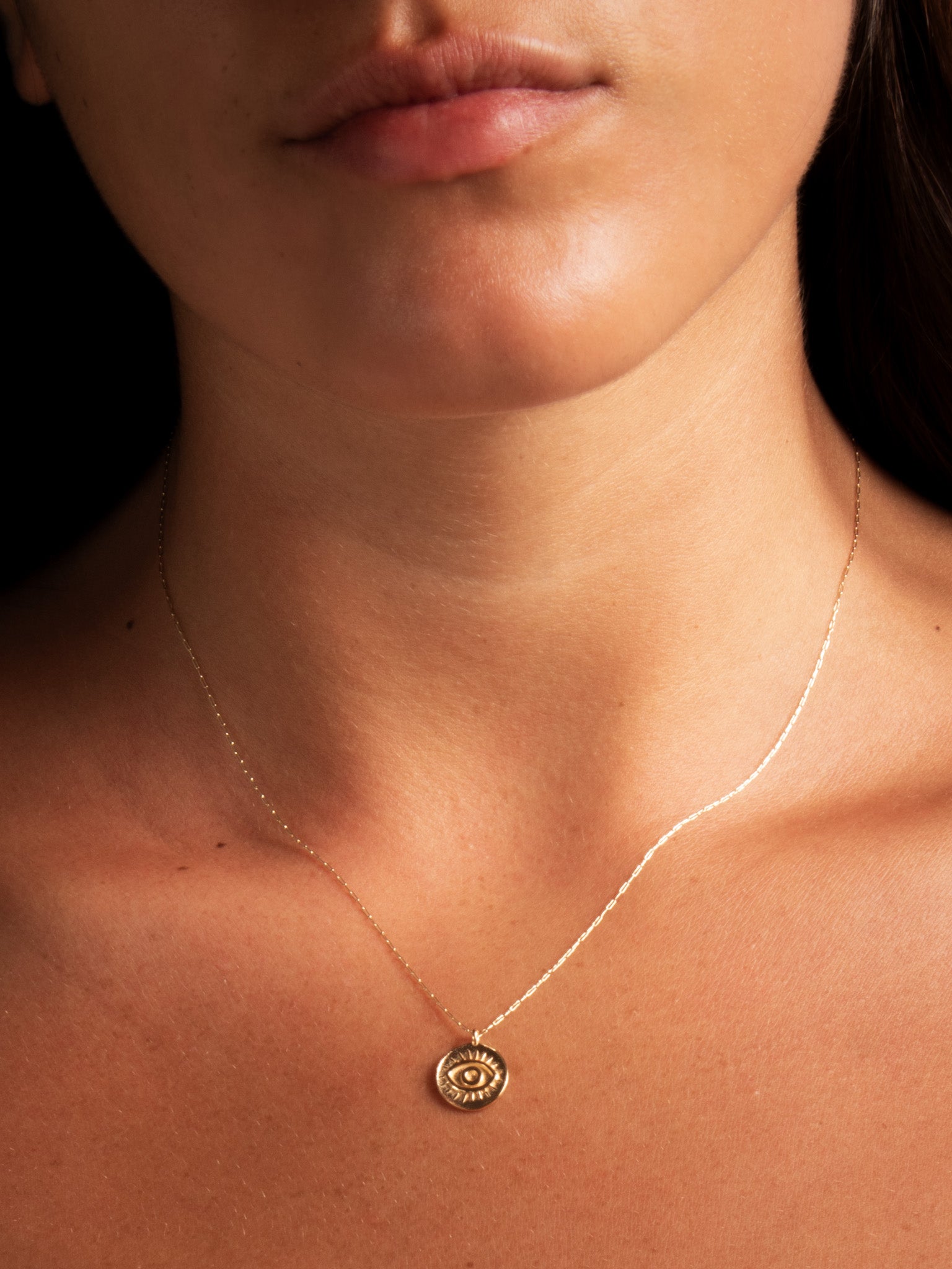 Eye See You - worn on model - Judaica charm | Love Letters Tel Aviv