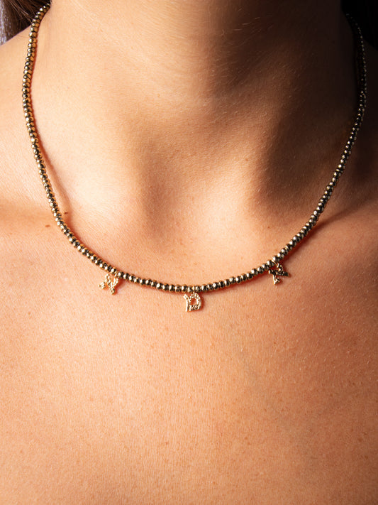 ima necklace golden stones - handmade necklace product photo | Love Letters Tel Aviv