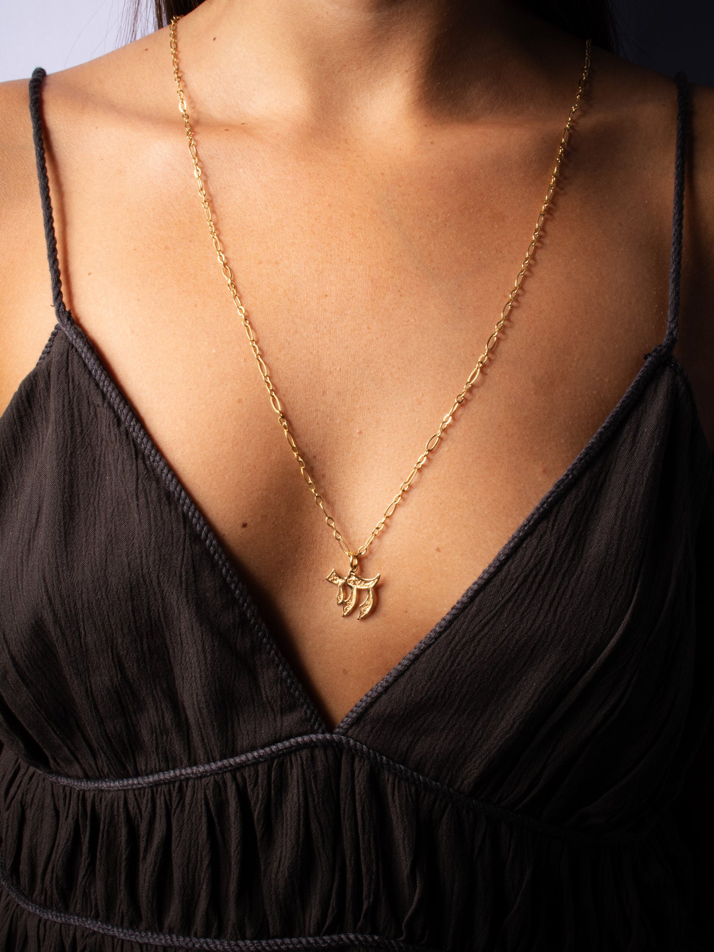 Safta chai on long double necklace