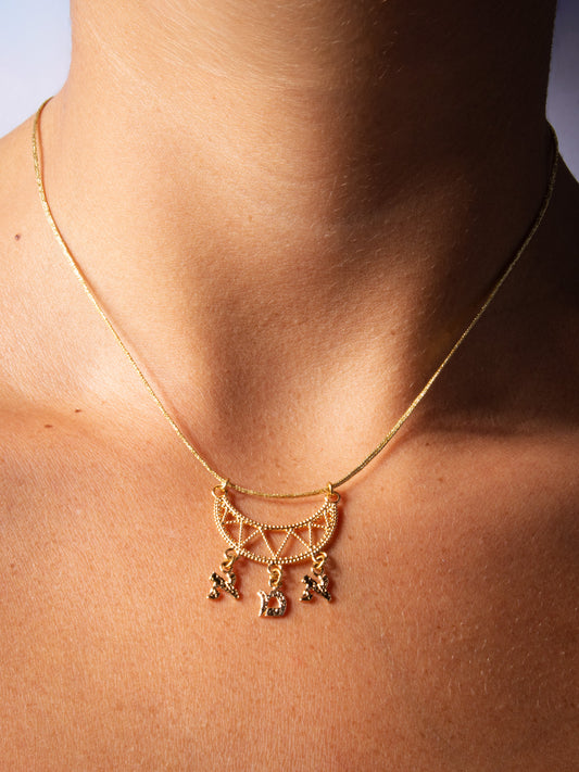 ima  string and filigree necklace - handmade necklace product photo | Love Letters Tel Aviv