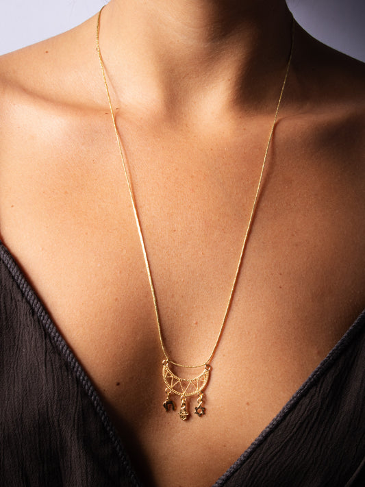 protected and blessed necklace - worn on model - necklace | Love Letters Tel Aviv