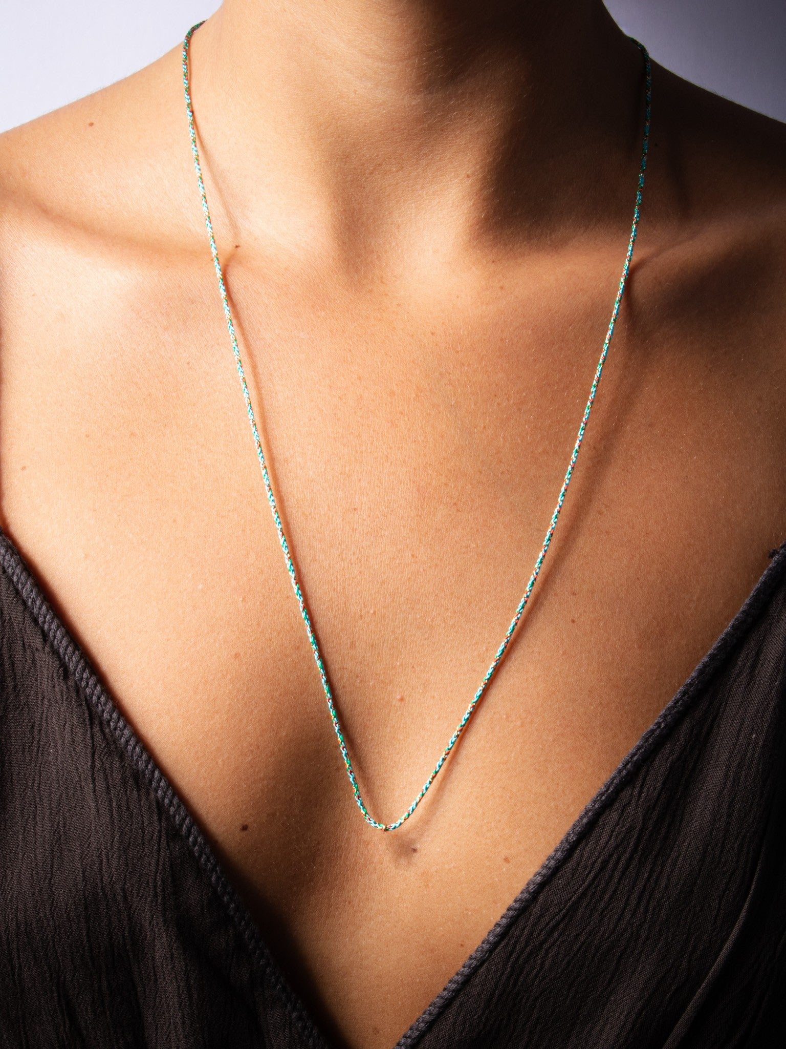 Adjustable String Base Necklace - worn on model - necklace chain | Love Letters Tel Aviv